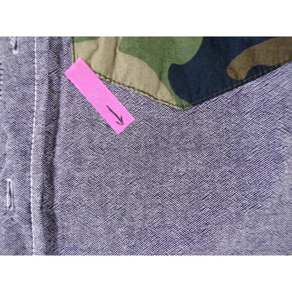 izzue Camo Pocket Denim Patchwork Shirt IZ-X04-ARMY Size Small #663 - Picture 12 of 15